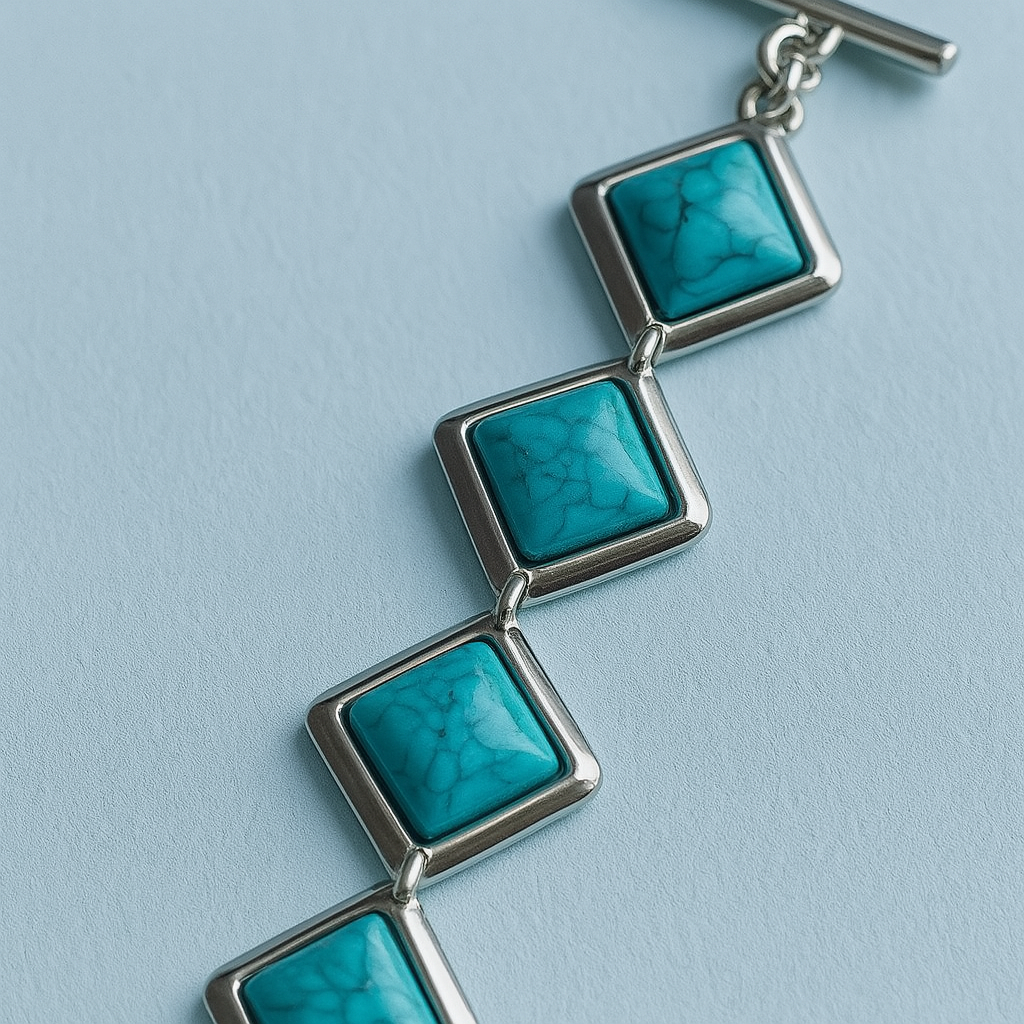 Turquoise Square Steps Bracelet