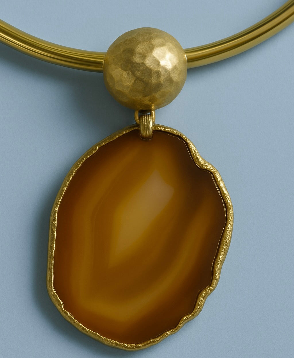 Golden Amber Slice Necklace