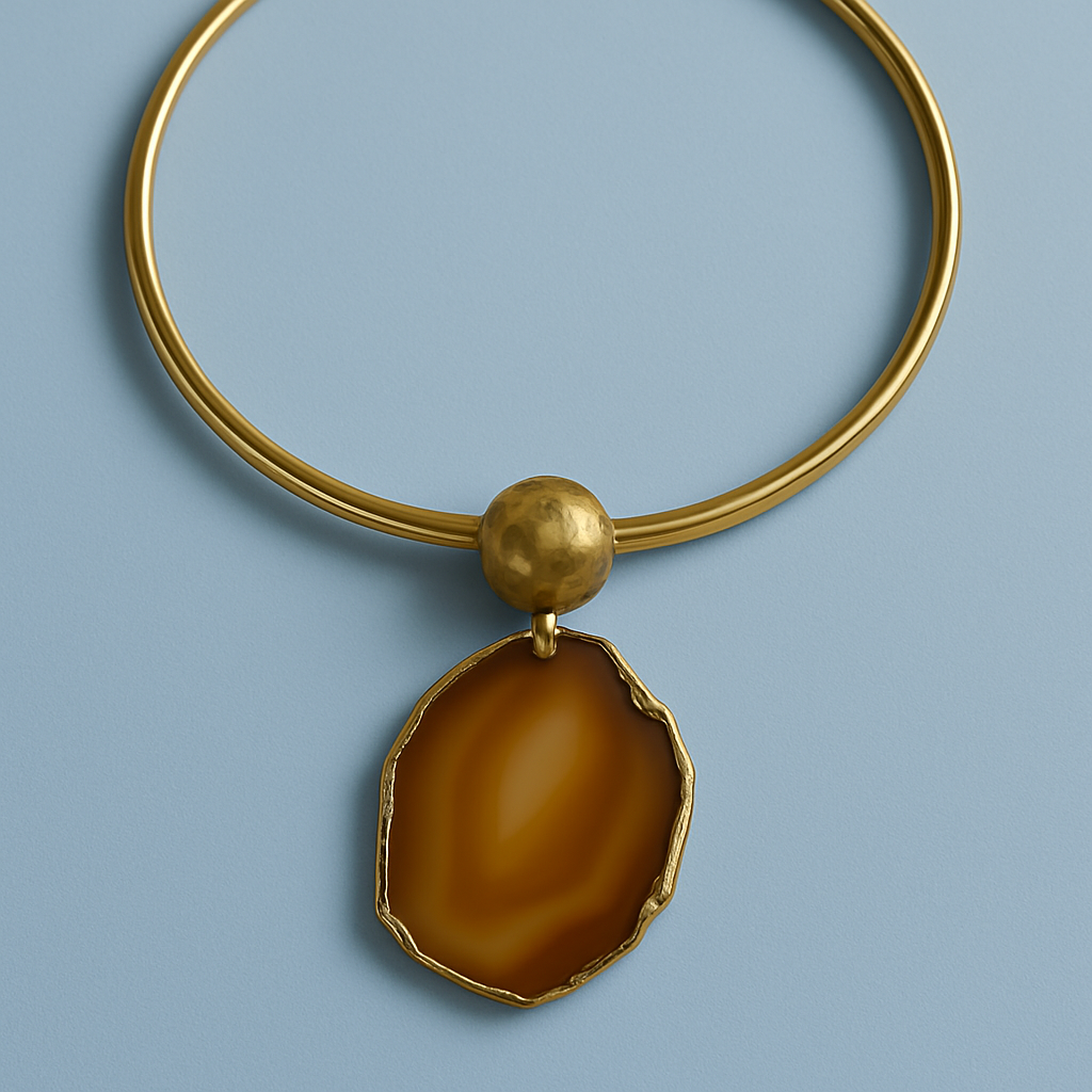 Golden Amber Slice Necklace