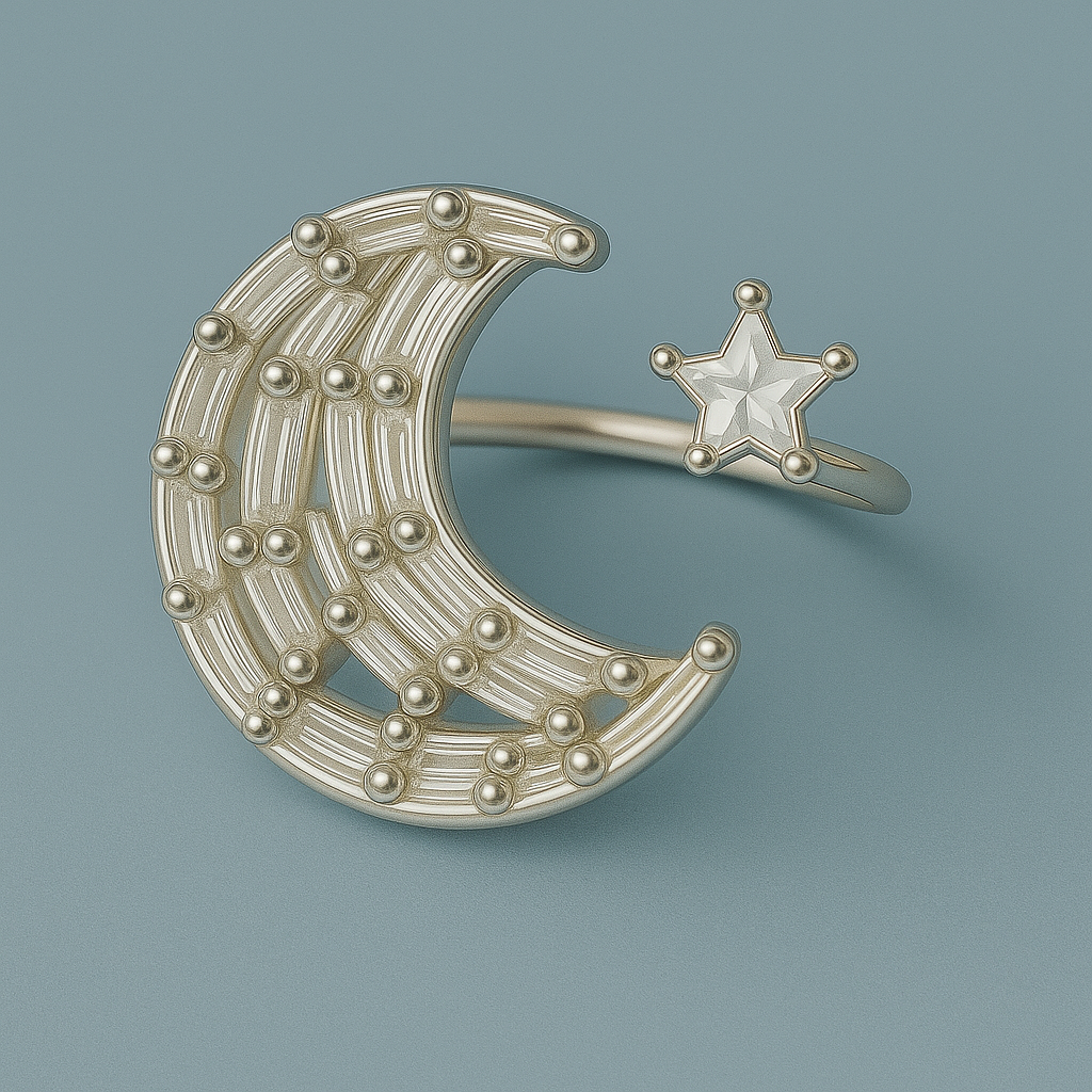 Moon & Star Spark Ring