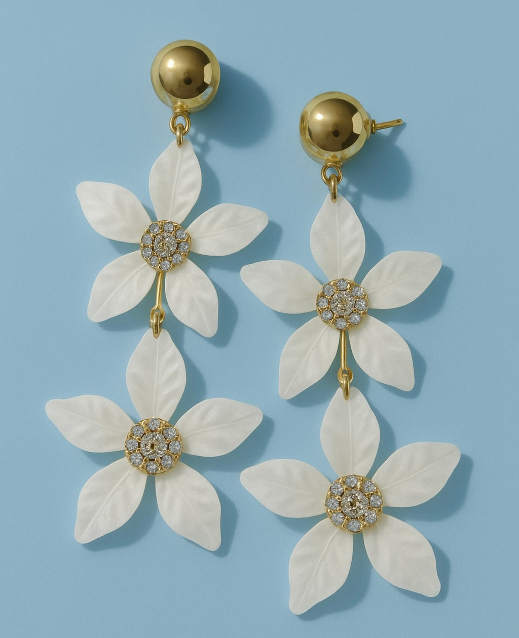 White Blossom Drop Earrings