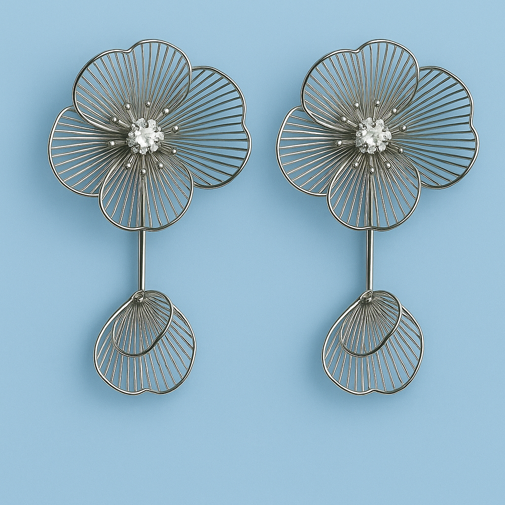 Silver Petal Dangles
