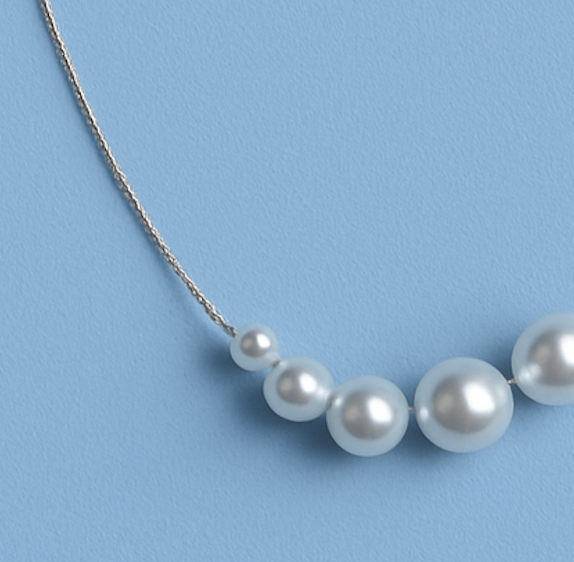Silver Pearl Row Necklace