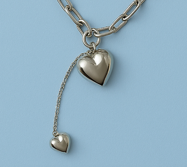 Double Heart Drop Necklace